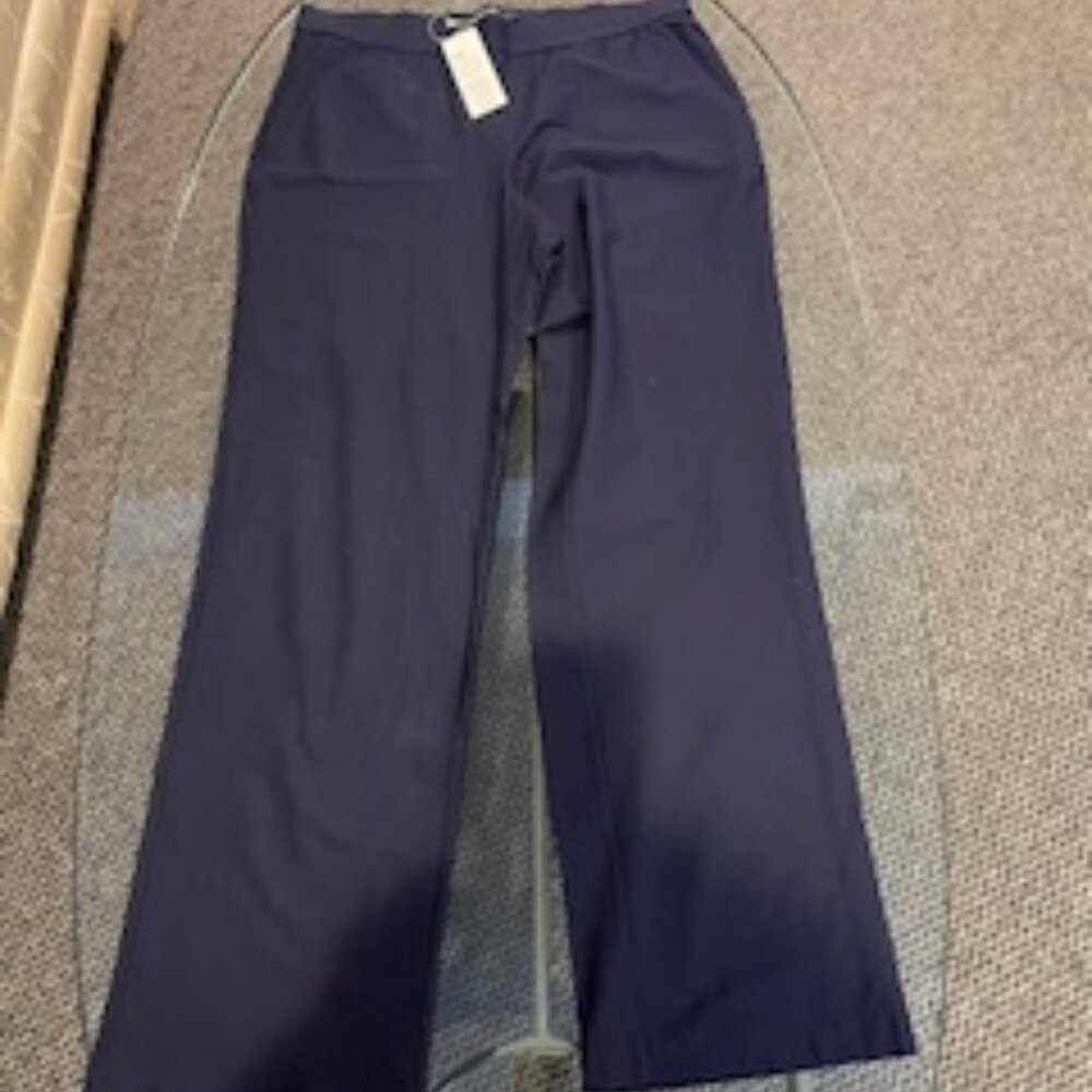 Eileen Fisher Size M Navy Straight Leg Washable Crepe Pant NWT